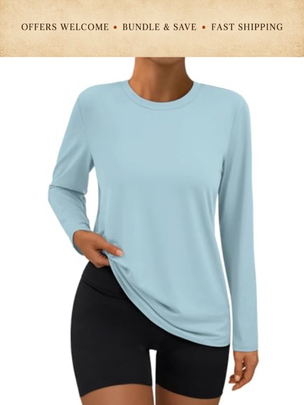 Women's Long Sleeve Workout Gym Yoga Top Loose Fit Crew Neck T-Shirt